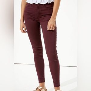 RSQ Women 5 Burgundy Denim Low-Rise Miami Jegging Skinny Jeans Stretch Ankle